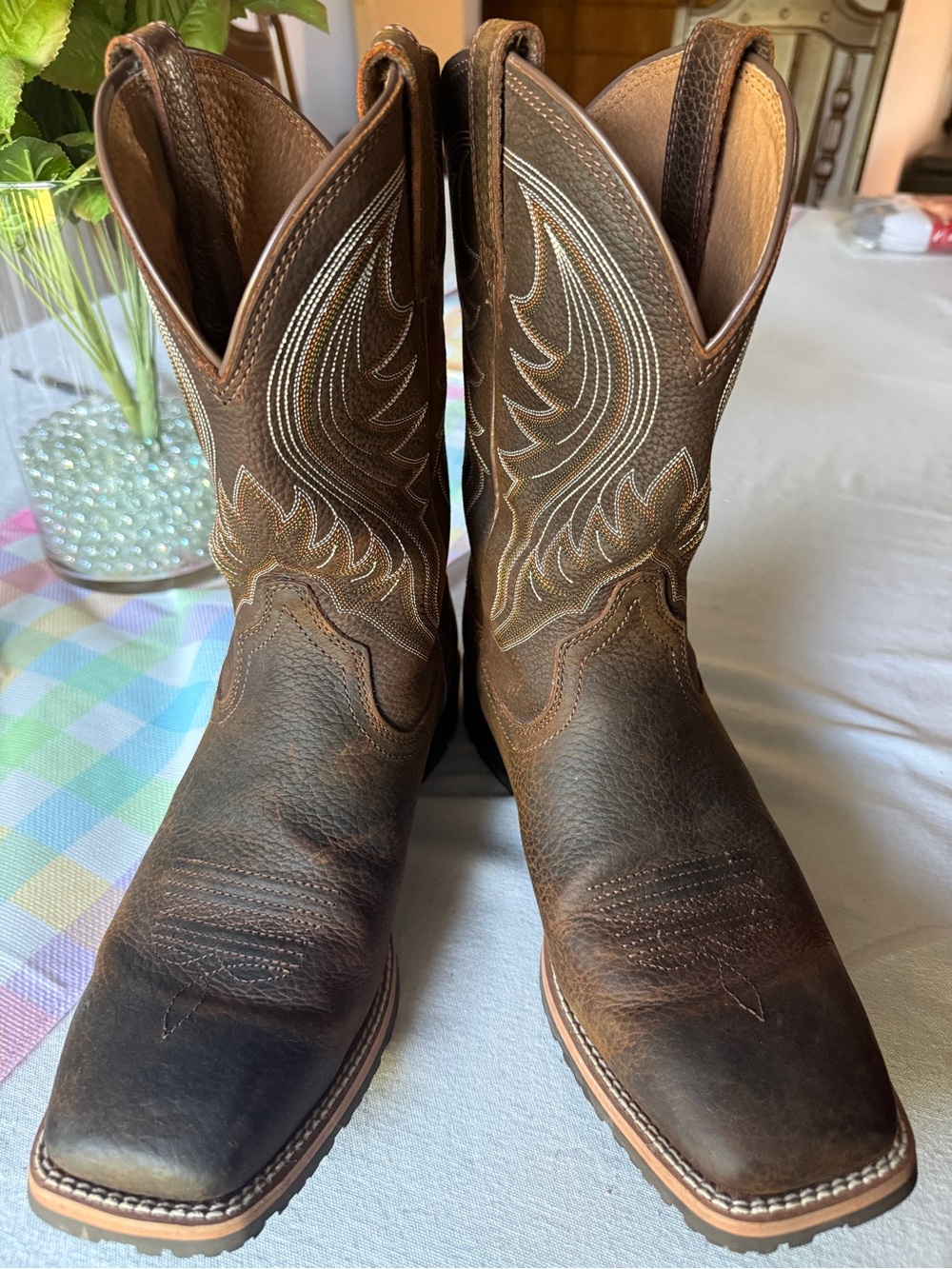 Ariat Brown Leather Western Work Boots
